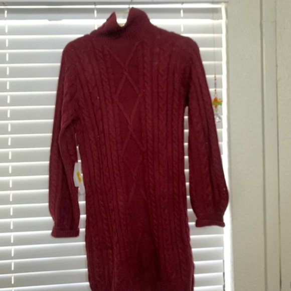 Turtle-Neck Cable Knit Sweater Dress - Picture 3 of 7